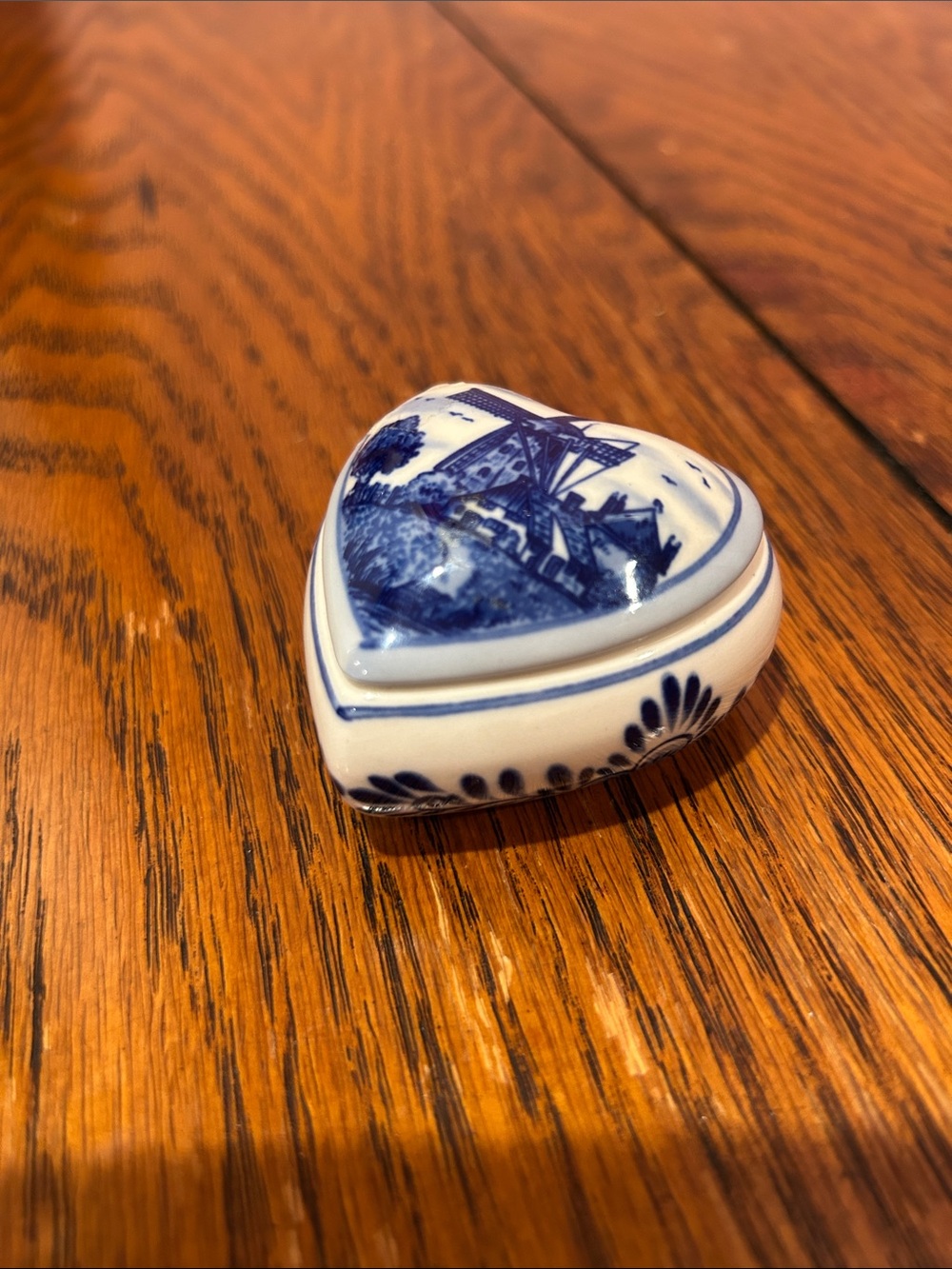 Miniature Blue and White Heart Trinket Box - Classic Delft Blue Home Art